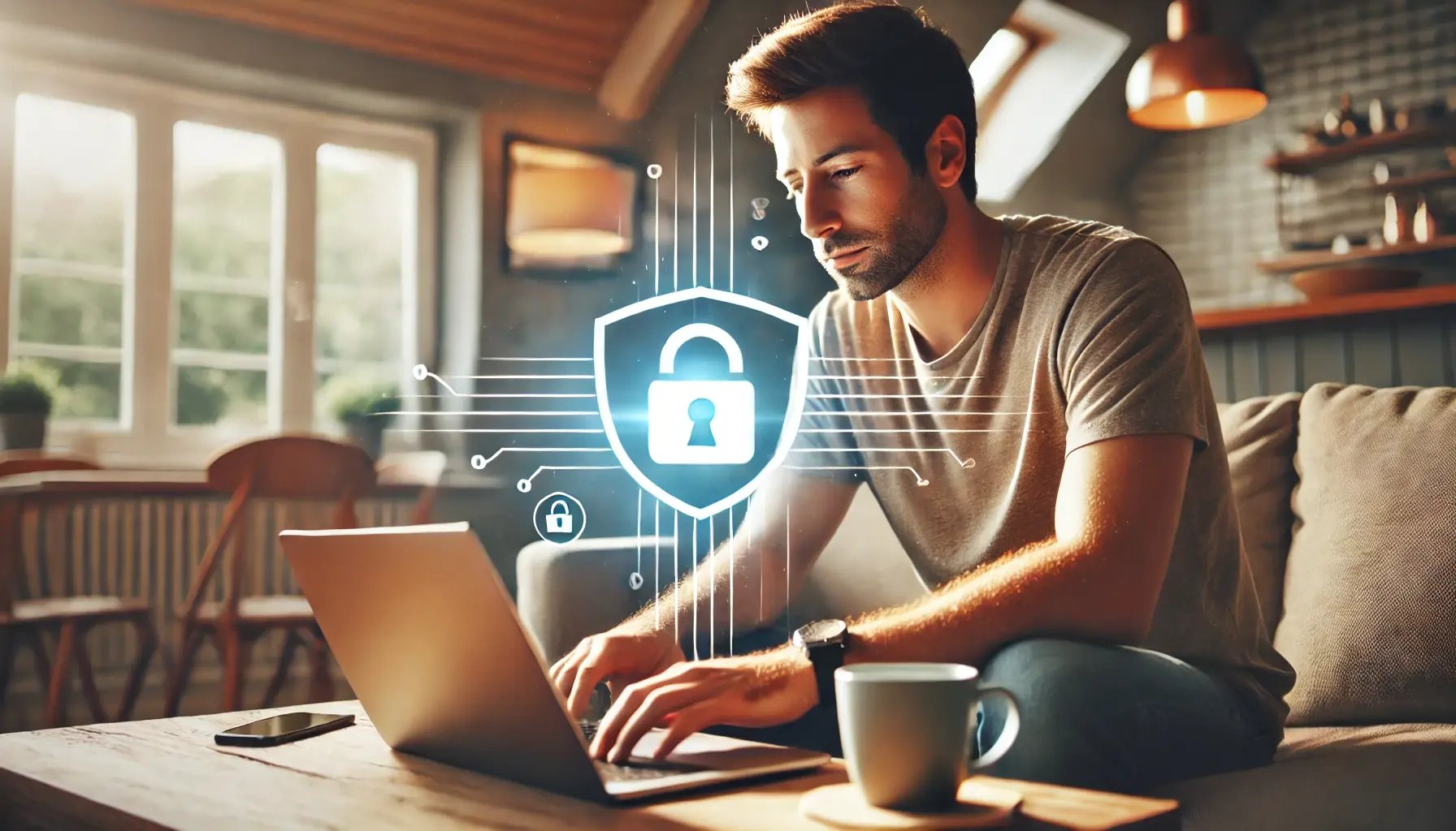 DALL·E 2025-03-19 13.42.42 - A relatable and engaging hero image featuring a person at home, sitting on a couch or at a desk, using a laptop or tablet. The individual looks focuse