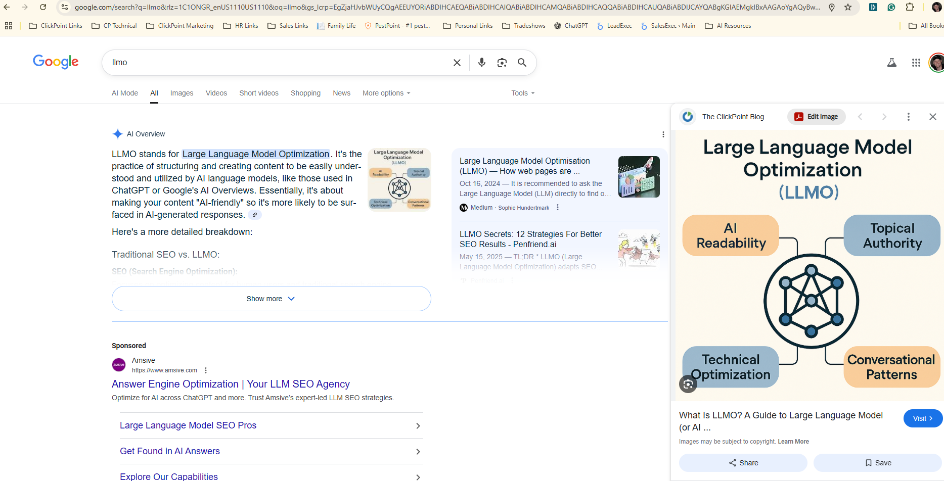 Illustration of and article about LLMO that reached position zero on Google