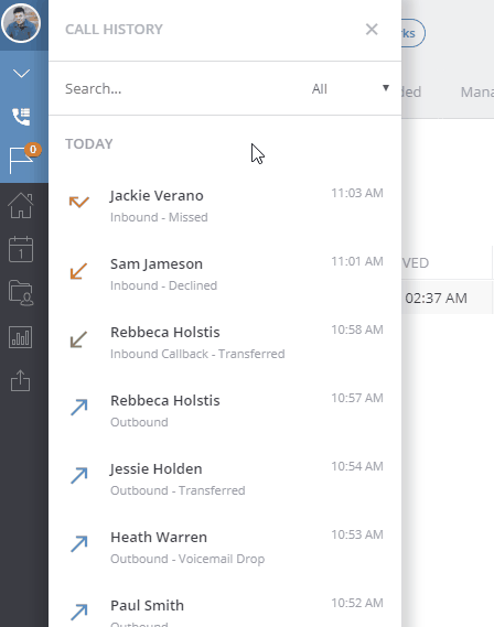 Call History Interaction